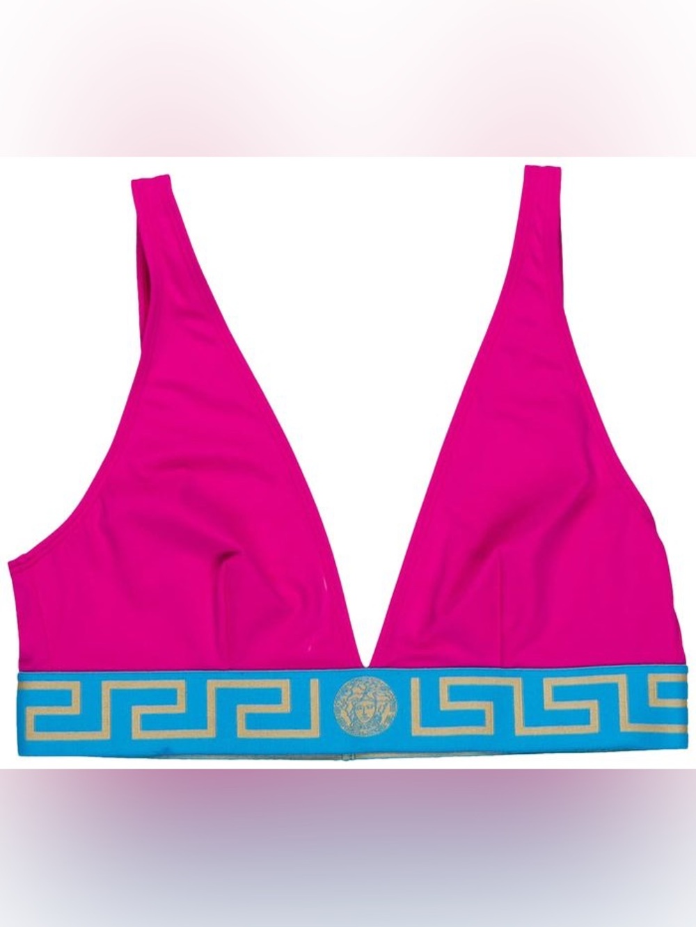 NWT Versace Grecian Triangle Bikini Logo Top
